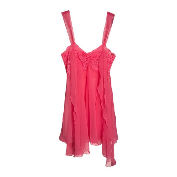 Vintage Victoria's Secret Babydoll Slip Dress Mini Hot Pink Sheer Fairy Y2K 90s - Picture 2 of 4
